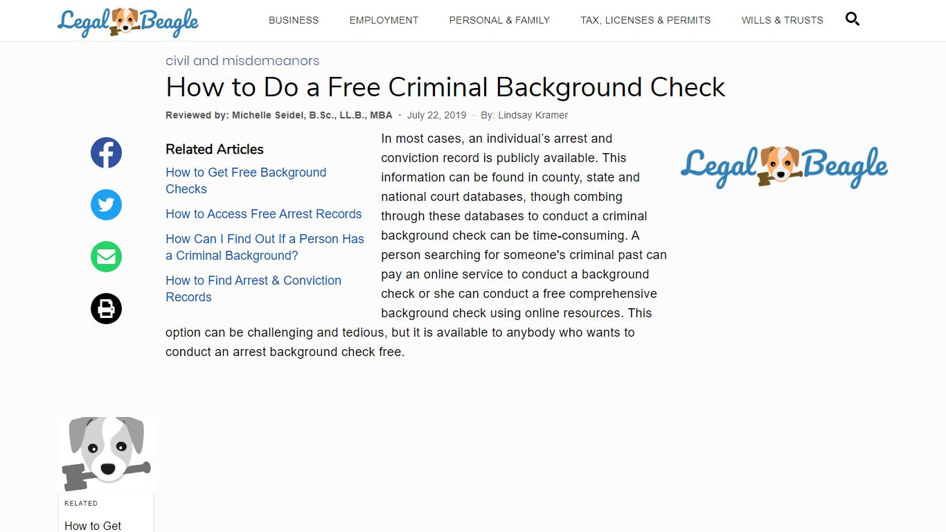 How to Do a Free Criminal Background Check | Legal Beagle